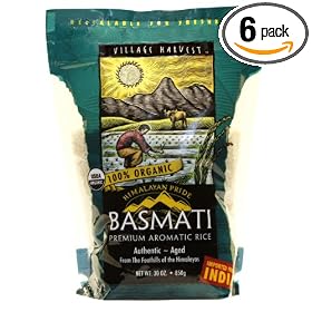 Village Harvest Organic Basmati Premium Aromatic Rice, 30-Ounce Bags (Pack of 6)