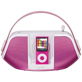 iLive Portable Music System Boom Box with iPod Docking and Recharging (Pink) by iLive