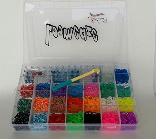 Rubber Bands For Bracelets Loom Kit - Loomeaze Crafts With Rainbow Of Color Bands Includes Fun Custom Jewelry Wristband Maker, Storage Box For Neat Organized Supplies And Free Unique Bonus Charms For Hottest DYI craft of the Year