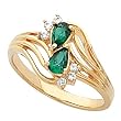 14K Yellow Gold Emerald and Diamond Ring
