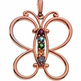 14K Rose Gold Butterfly Mothers Pendant - 5 Gemstone -- YOU CHOOSE THE COLORS!