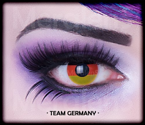 Farbige Crazy Fun Kontaktlinsen crazy contact lenses EM 2012 Fußball Fussball Germany Deutschland 1 Paar. Mit Linsenbehälter!
