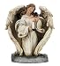 Roman Memorial Angel, Holding Solar Powered Candle with Verse on Front