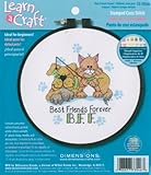 Dimensions Learn-A-Craft "Best Friends Forever" Stamped Cross Stitch Kit, 6-Inch