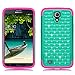 Samsung Galaxy Mega 6.3 Case, EC™ Elegant Studded Rhinestone Case, Hybrid Dual Layer Diamond Case Cover for Samsung Galaxy Mega 6.3 (Teal/Hot pink)
