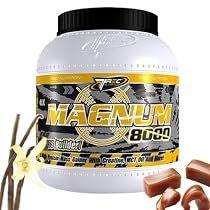 Magnum 8000- MASS WEIGHT GAINER SHAKE x 1kg (Caramel & Vanilla) BEST COMPLEX WHEY PROTEIN POWDER *SAME DAY DISPATCH*