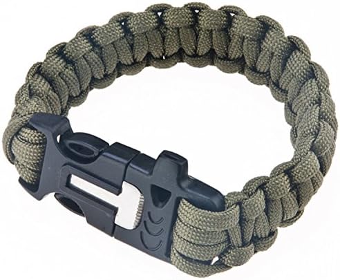 Paracord Bracelet With Fire Starter Military Specifications 7 Core Umbrella Rope Prepare, Outdoor Emergency Quick Release Survival Bracelet - Green