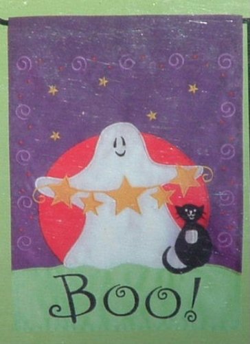 Toland Garden Flag Small Size 11"x15" Applique Moonlight Ghost
