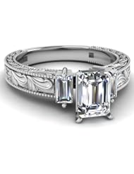 certified 1.90 ct emerald cut diamond wedding engagement anniversary bridal ring set band