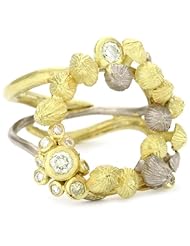 Vibes "Whimsical" 18 Karat White and Yellow Gold and Natural Light Yellow Diamond Ring, Size 5
