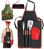 Deluxe BBQ Apron Tote Set w/ Glove & Chef Hat