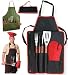 Deluxe BBQ Apron Tote Set w/ Glove & Chef Hat