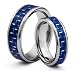 His & Her's 8MM/6MM Tungsten Carbide Wedding Band Ring Set w/ Blue Carbon Fiber Inlay (Available Sizes 4-14 Including Half Sizes)