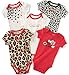 Calvin Klein Baby Girls' Assorted Short Sleeve Bodysuit, Red/Print, 0-3 Months (Pack of 5)