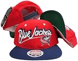 Columbus Blue Jackets Red/Navy Shadow Script Two Tone Plastic Snapback Adjustable Plastic Snap Back Hat / Cap