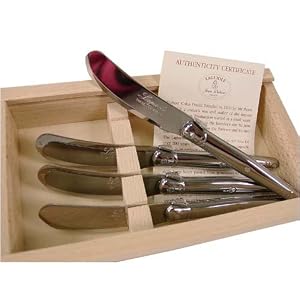 Stainless Steel Laguiole French 4 Cheese or butter spreaders in gift wood box