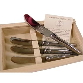 Stainless Steel in wood box Laguiole French 4 Cheese or butter spreaders in gift wood box... by Laguiole