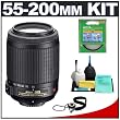 Nikon 55-200mm f/4-5.6G ED IF AF-S DX VR [Vibration Reduction] Zoom Nikkor Lens + Hoya 52mm UV Haze Protector Glass Filter + CapKeeper Lens Cap Strap + 6-Piece Cleaning Kit - for Nikon Digital SLR Cameras including Nikon D40, D40x, D50, D70, D70s, D80, D100, D200 & D300