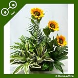 Deco-office 'Summer Dream' Mixed Sunflower Arrangement ~ Office Reception Plant with Pot ~ Hotel & Restaurant Decoration