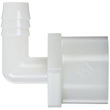 Thogus Nylon Tube Fitting, 90 Degree Elbow, White, NPT Female x Barbed