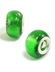 Green Foil Olympia Bead Charm - Compatible & Fits ALL Major Brand Name Bracelets