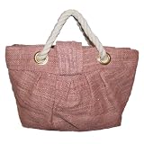 Murval Sand Jute Small Pleated Clutch w/ Rope Detail