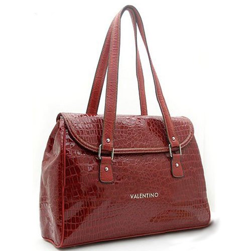 Valentino Red Reptile Textured Handbag Purse
