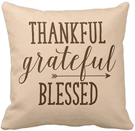 ForcoolStore Thankful Grateful Blessed words Throw Pillow Case Cushion Cover