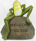 Welcome Friends Frog on Rock Lawn & Garden Decoration