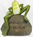 Welcome Friends Frog on Rock Lawn & Garden Decoration