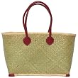 Natural Straw / Beach / Shopper / Tote Bag Small With Red Handles 18 1/2"x10 1/2"x9 1/2"