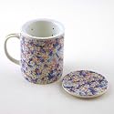 Japanese Blue Sakura Tea Mug with Infuser and Lid