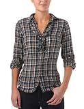 Tom Tailor Volant Check Blouse – Chemisier à Carreaux – Femme – Marron et bleu – 34 Tom Tailor Volant Check Blouse – Chemisier à Carreaux – Femme – Marron et bleu – 34