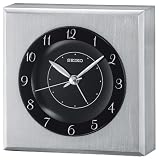Seiko Mantel Clock Silver-Tone Metal and Glass Case Skeleton Movement #QHG035SLH