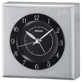 Seiko Mantel Clock Silver-Tone Metal and Glass Case Skeleton Movement #QHG035SLH by Seiko