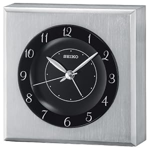 Seiko Mantel Clock Silver-Tone Metal and Glass Case Skeleton Movement by