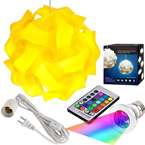 Puzzle Lights Kit, Modern Jigsaw Puzzles Lamp with 12 Feet Cord and Remote Control 16 Color Changing LED Light Bulb Kit, M Size, Yellow