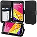 BLU Life Play 2 Case, Abacus24-7 Blue Life Play 2 Wallet Case with Flip Cover, Stand and Pockets for ID, Credit Cards - Flip Case for BLU Life Play 2 L170, Black