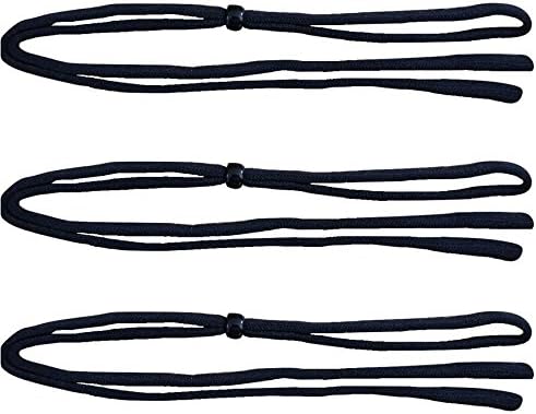 Andevan Eyeglasses Flat Elastic Adjustable Holder / Retainer / Cords (Pack of 3) (Black)