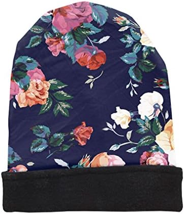 CHIC Women Men Fashion Winter Black Beautiful Floral Unisex Beanies Hat
