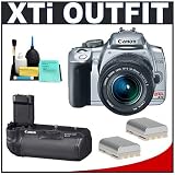 Canon Digital Rebel XTi 10.1MP Digital SLR Camera (Silver) + Canon EF-S 18-55mm Lens [Outfit] + BG-E3 Grip + (2) NB-2LH Battery Packs