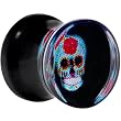 00 Gauge Midnight Sugar Skull Acrylic Saddle Plug