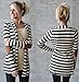 VESNIBA Women Casual Long Sleeve Striped Cardigans Patchwork Outwear (L, White)
