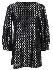 General Print Bishop Long Sleeves Shift  Dress