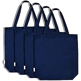 Augbunny 100% Cotton Canvas Shopping Tote Bag Grocery Bag 4-pack