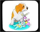 Mauspad mit der Grafik: Welpen, Hund, Kaninchen, Spielzeug