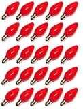 Red C7 Candelabra Screw (E12) Base Ceramic Christmas Holiday Light Bulb Replacement 25 Pack
