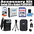 8GB Exclusive Accessory Kit For The Kodak Zi8 Pocket Video Camera & Kodak PLAYSPORT Package Includes 8GB Memory + Kodak Klic-7004 Replacement battery (1100MAH) + 1 Hour Charger + Hard Shell Carrying Case, Flexible Tripod,+ More