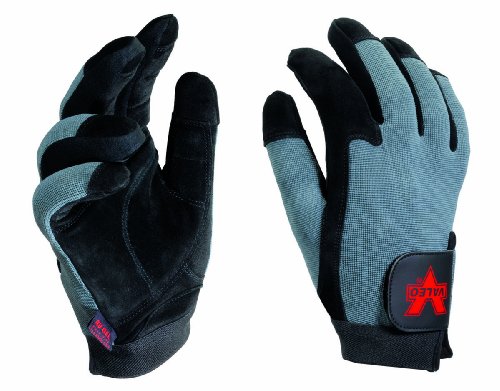 Valeo Split-Leather Full-Finger Anti-Vibe Gloves (Black, X-Large) On Sale