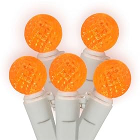 Set of 50 LED Orange G12 Berry Fashion Glow Christmas Lights - White Wire